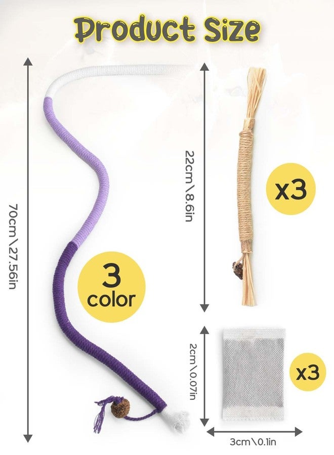 CAPHONT 6 PCS Cat Toys Chew Ropes, 27" Cat Rope Toys with 3 Bags of Catnip and Silvervine Sticks for Kittens and Cats Teeth Cleaning and Dental Care - Image 2